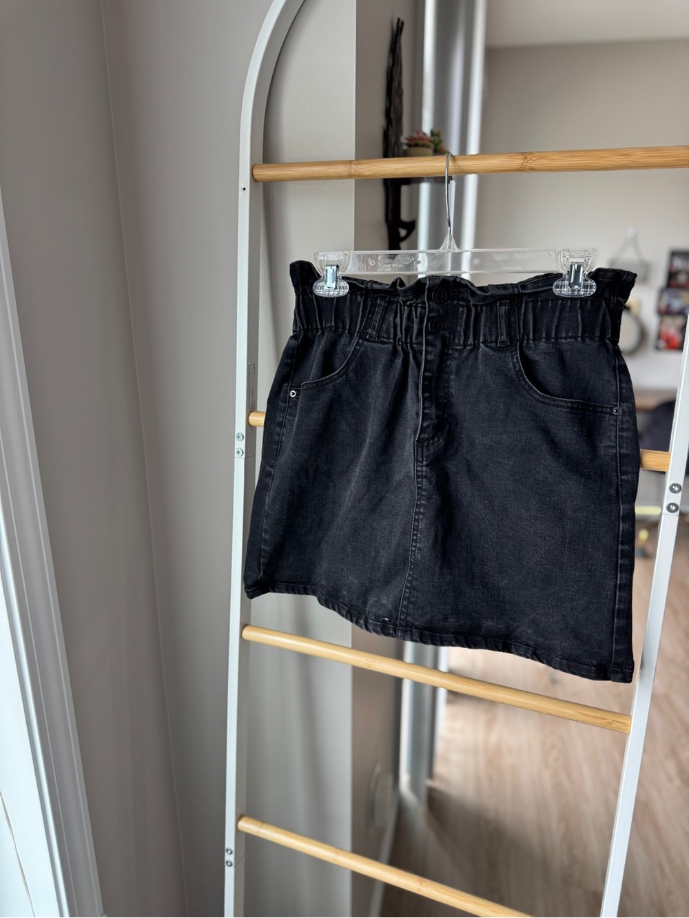 Jolt Black Mini Skirt with Paperbag Waist